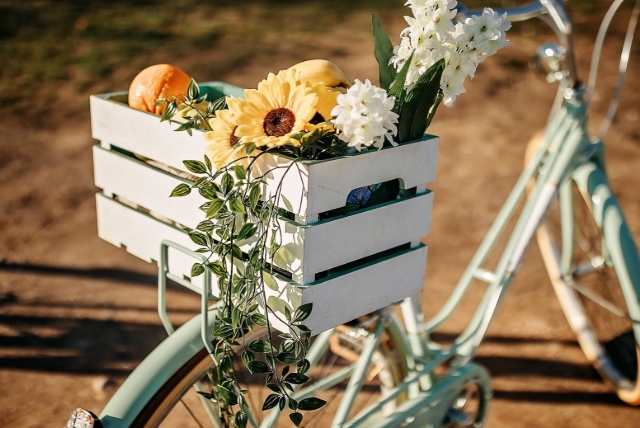 Cykel med blommor